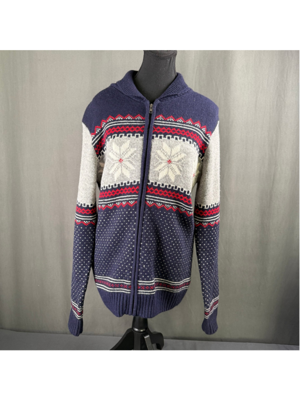 Fair Isle Sweater Women’s M World Republic Lambswool NWT Apres Ski Nordic Navy - Picture 2 of 14